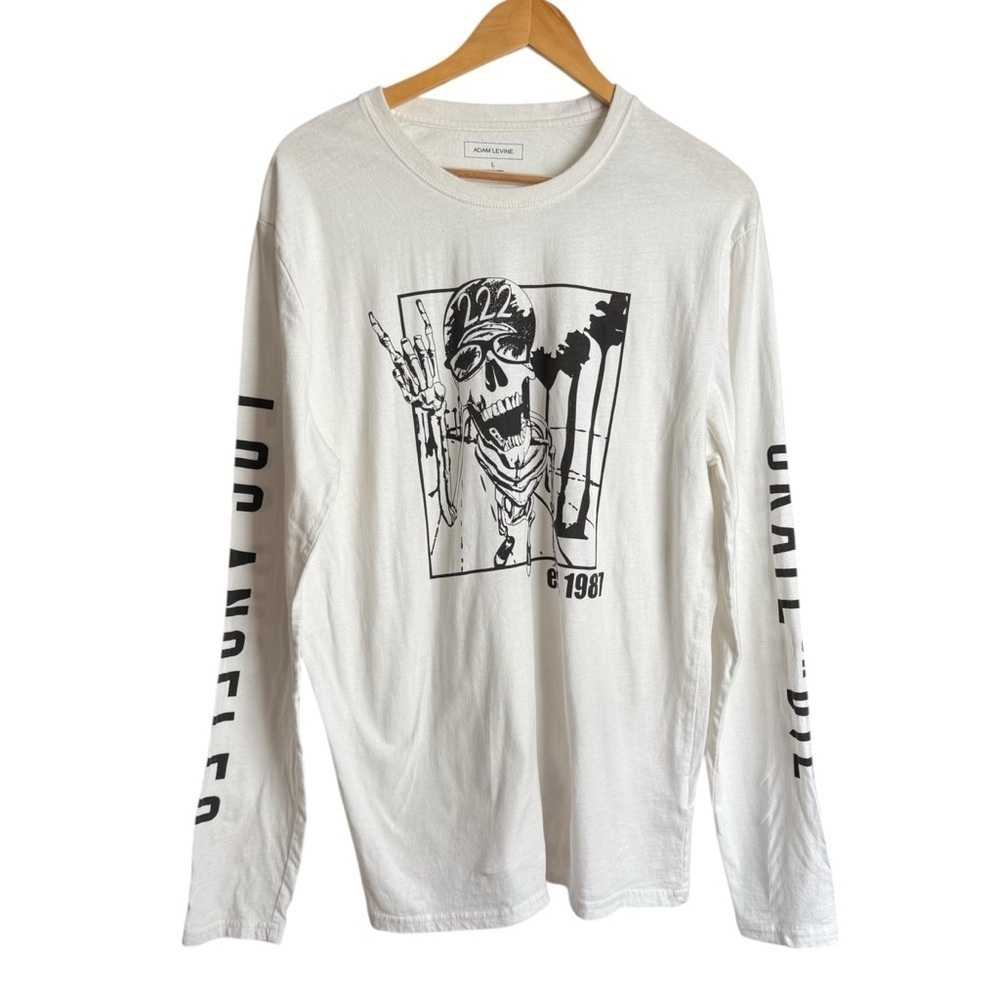 4/$25 Adam Levine Skate or Die Skull 1981 Graphic Long Sleeve T-Shirt Mens Large